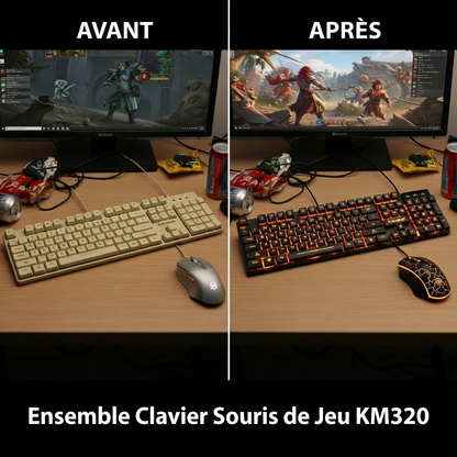 KM320 Keyboard And Mouse Set Waterproof Luminous Game Backlit Keyboard